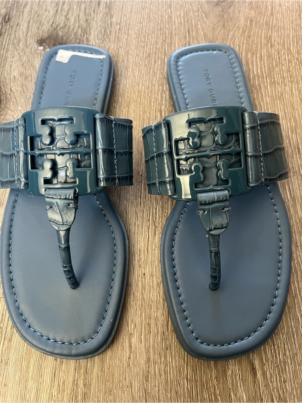 Tory Burch Blue Logo Thong Sandals